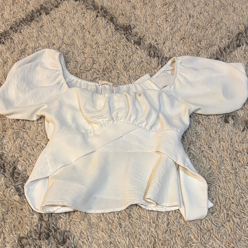 Altar'd State Ivory Puff Sleeve Blouse